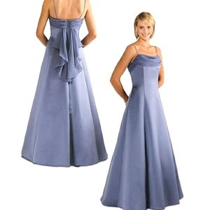 Night Scene Navy Satin Formal Gown 15/16 NWT